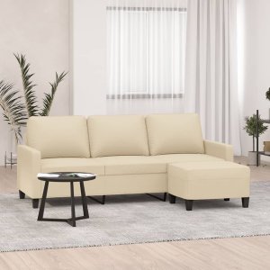 vidaXL vidaXL Sofa 3-osobowa, kremowa, 180 cm, tapicerowana tkaniną 1