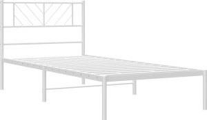 vidaXL vidaXL Metalowa rama łóżka z wezgłowiem, biała, 100x190 cm 4
