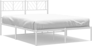 vidaXL vidaXL Metalowa rama łóżka z wezgłowiem biała, 140x200 cm 2