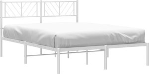 vidaXL vidaXL Metalowa rama łóżka z wezgłowiem biała, 140x200 cm 3