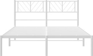 vidaXL vidaXL Metalowa rama łóżka z wezgłowiem biała, 140x200 cm 5