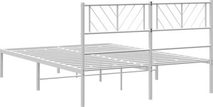 vidaXL vidaXL Metalowa rama łóżka z wezgłowiem biała, 140x200 cm 7