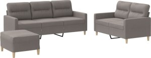 vidaXL vidaXL 3-częściowy komplet wypoczynkowy z poduszkami, taupe, tkanina 2