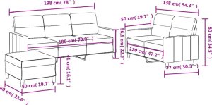 vidaXL vidaXL 3-częściowy komplet wypoczynkowy z poduszkami, taupe, tkanina 9