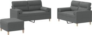 vidaXL vidaXL 3-cz. komplet wypoczynkowy z poduszkami, ciemnoszary, tkanina 2
