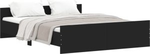 vidaXL vidaXL Rama łóżka z wezgłowiem i zanóżkiem, czarna, 160x200cm 2