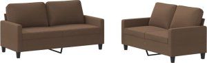 vidaXL 2-częściowy komplet wypoczynkowy, obity tkaniną, brązowy 2