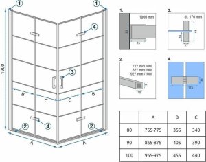 Rea Kabina prysznicowa Rea Molier Black Double 100x100 4