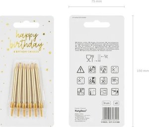 KIK Świeczki urodzinowe na tort gładkie złoty 6cm 6 sztuk 2