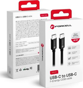 Kabel USB ForCell FORCELL F-ENERGY C338 kabel Typ C do Typ C PD QC4.0 3A 60W 2 m czarny 1