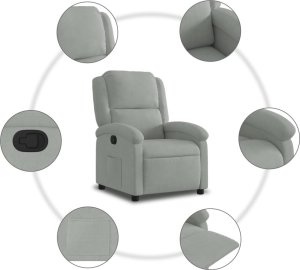 vidaXL vidaXL Fotel rozkładany, jasnoszary, obity aksamitem 7