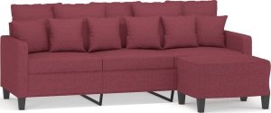 vidaXL vidaXL 3-osobowa sofa z podnóżkiem winna czerwień 180 cm, tkaniną 2