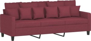 vidaXL vidaXL 3-osobowa sofa z podnóżkiem winna czerwień 180 cm, tkaniną 4