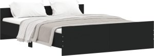 vidaXL vidaXL Rama łóżka z wezgłowiem i zanóżkiem, czarna, 150x200 cm 2