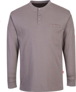 Portwest FR32 - Koszulka z długim rękawem Henley trudnopalna i antystatyczna - szary 3XL 1