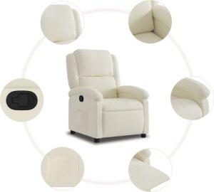 vidaXL vidaXL Fotel rozkładany, kremowy, obity aksamitem 7