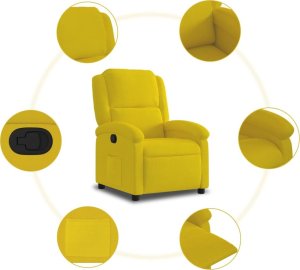 vidaXL vidaXL Fotel rozkładany, żółty, obity aksamitem 7