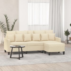 vidaXL vidaXL Sofa 3-osobowa, kremowa, 180 cm, tapicerowana tkaniną 1