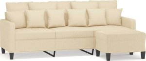vidaXL vidaXL Sofa 3-osobowa, kremowa, 180 cm, tapicerowana tkaniną 2
