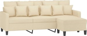 vidaXL vidaXL Sofa 3-osobowa, kremowa, 180 cm, tapicerowana tkaniną 3