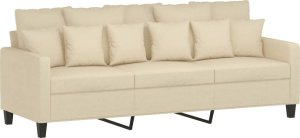 vidaXL vidaXL Sofa 3-osobowa, kremowa, 180 cm, tapicerowana tkaniną 4