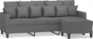 vidaXL vidaXL 3-osobowa sofa z podnóżkiem, ciemnoszary, 180 cm, tkaniną 2