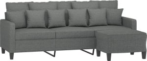 vidaXL vidaXL 3-osobowa sofa z podnóżkiem, ciemnoszary, 180 cm, tkaniną 3