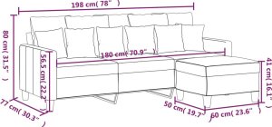 vidaXL vidaXL 3-osobowa sofa z podnóżkiem, ciemnoszary, 180 cm, tkaniną 7