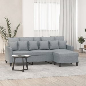 vidaXL vidaXL 3-osobowa sofa z podnóżkiem, jasnoszara, 180 cm, tkaniną 1