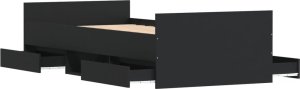 vidaXL vidaXL Rama łóżka z wezgłowiem i zanóżkiem, czarna, 100x200 cm 5
