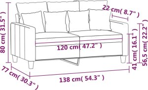 vidaXL vidaXL Sofa 2-osobowa, kolor taupe, 120 cm, tapicerowana tkaniną 8