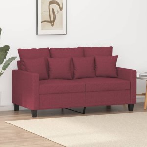 vidaXL vidaXL Sofa 2-osobowa, winna czerwień, 120 cm, tapicerowana tkaniną 1