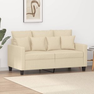 vidaXL vidaXL 2-osobowa sofa, kremowa, 120 cm, tapicerowana tkaniną 1