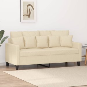 vidaXL vidaXL 2-osobowa sofa, kremowa, 140 cm, tapicerowana tkaniną 1