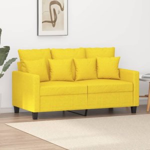 vidaXL vidaXL Sofa 2-osobowa, jasnożółta, 120 cm, tapicerowana tkaniną 1