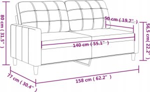 vidaXL vidaXL Sofa 2-osobowa, brązowa, 140 cm, tapicerowana tkaniną 15