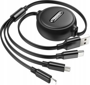 Kabel USB Partner Tele.com USB-A - USB-C + microUSB + Lightning 1 m Czarny 4