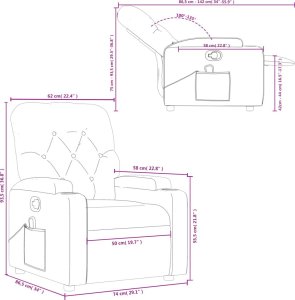vidaXL Rozkładany fotel masujący, kremowy, obity tkaniną 12