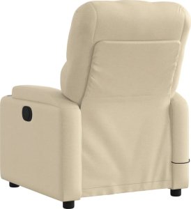 vidaXL Rozkładany fotel masujący, kremowy, obity tkaniną 4