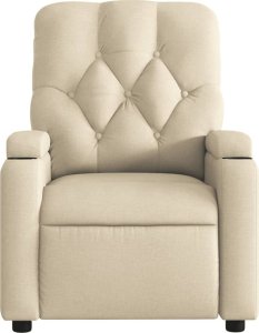 vidaXL Rozkładany fotel masujący, kremowy, obity tkaniną 7
