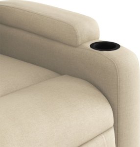 vidaXL Rozkładany fotel masujący, kremowy, obity tkaniną 9
