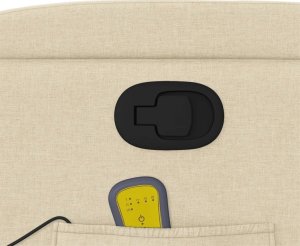 vidaXL Rozkładany fotel masujący, kremowy, obity tkaniną 10