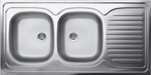 Zlewozmywak Kuchinox SK6_021T / / ZLEW / STALOWY NAKŁADANY 60X120 2KOM Z OC. GŁADKI + SYFON (OKS_B14K) / 2
