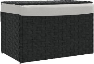Kosz na pranie vidaXL Kosz na pranie, z pokrywą, czarny, 55,5x35x34 cm, polirattan 2