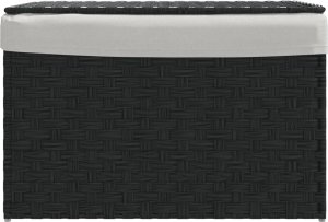 Kosz na pranie vidaXL Kosz na pranie, z pokrywą, czarny, 55,5x35x34 cm, polirattan 3