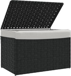 Kosz na pranie vidaXL Kosz na pranie, z pokrywą, czarny, 55,5x35x34 cm, polirattan 4