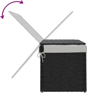 Kosz na pranie vidaXL Kosz na pranie, z pokrywą, czarny, 55,5x35x34 cm, polirattan 7