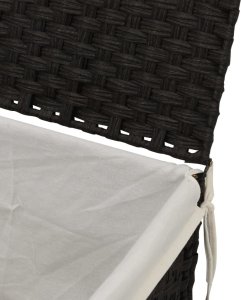 Kosz na pranie vidaXL Kosz na pranie, z pokrywą, czarny, 55,5x35x34 cm, polirattan 8