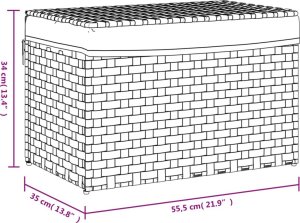 Kosz na pranie vidaXL Kosz na pranie, z pokrywą, czarny, 55,5x35x34 cm, polirattan 9