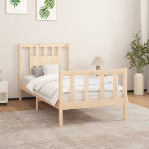 vidaXL Rama łóżka z wezgłowiem, lite drewno sosnowe, 100x200 cm Lumarko! 1